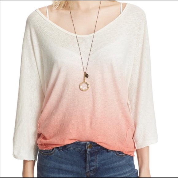 Free People Tops - Free People Strawberry, Ivory Ombré Top